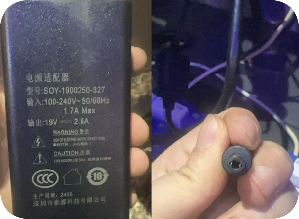 *Brand NEW*Compatible with SOY-1900250-327 power adapter 19V 2.5A featuring a round-tip connector po